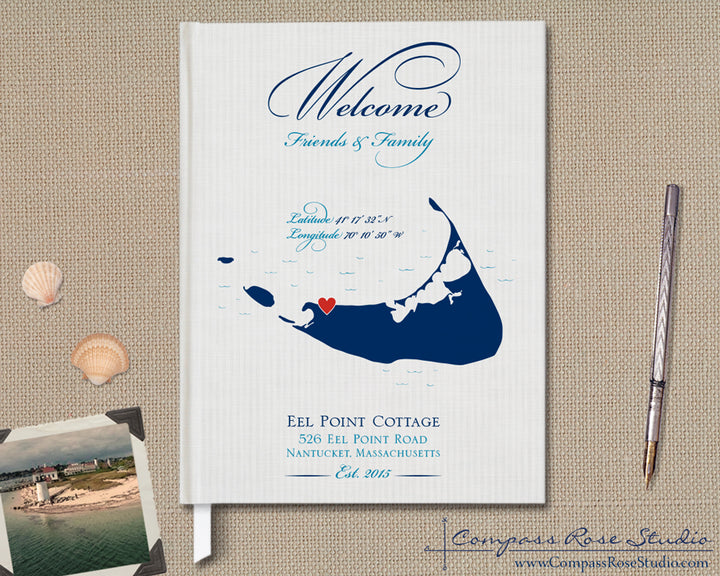 Personalized Vacation Home Guest Book, Map Guest Book, Vacation